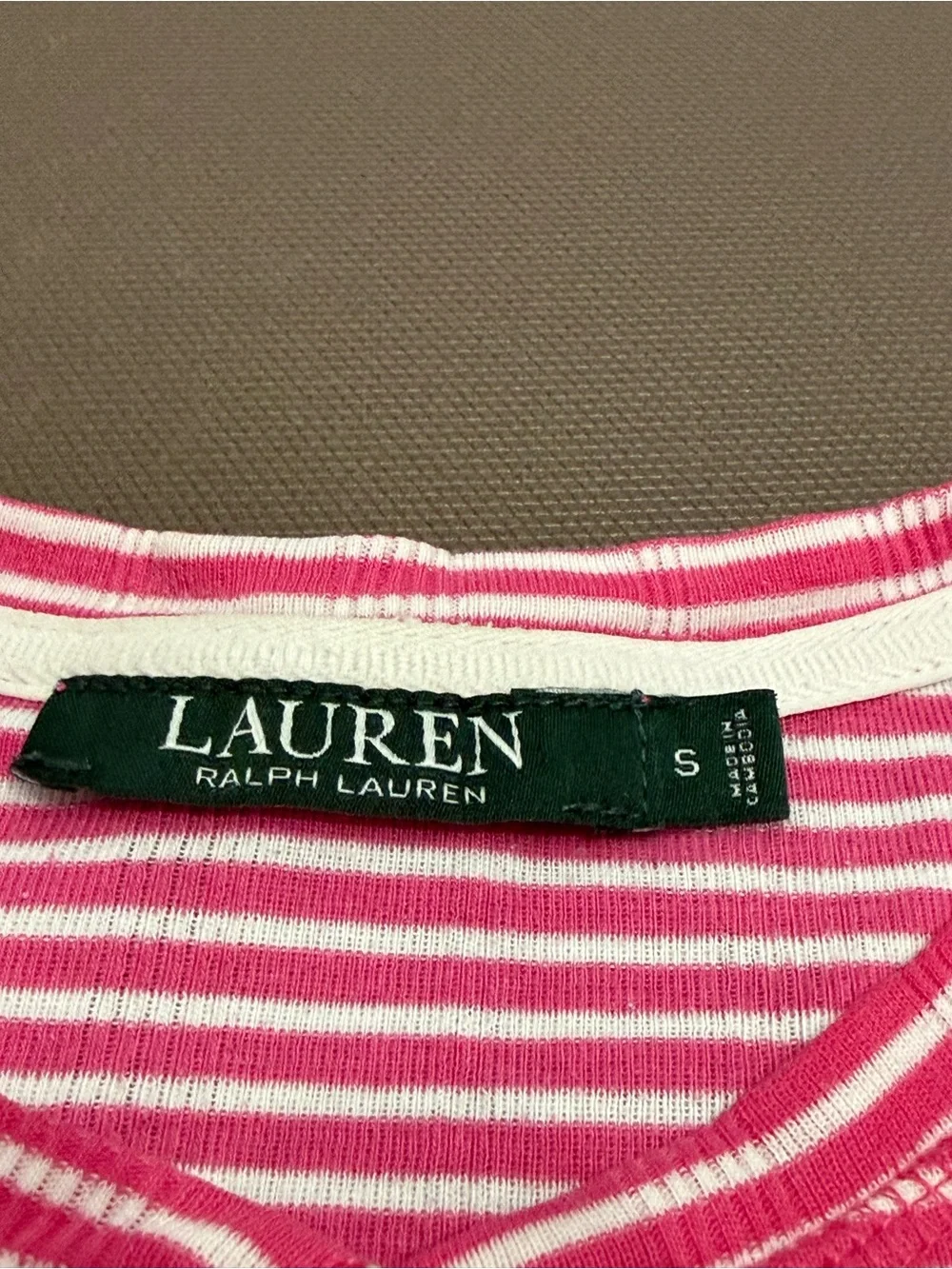 Lauren Ralph Lauren Nightgown Sleepshirt Striped Cotton Blend LRL Monogram Small